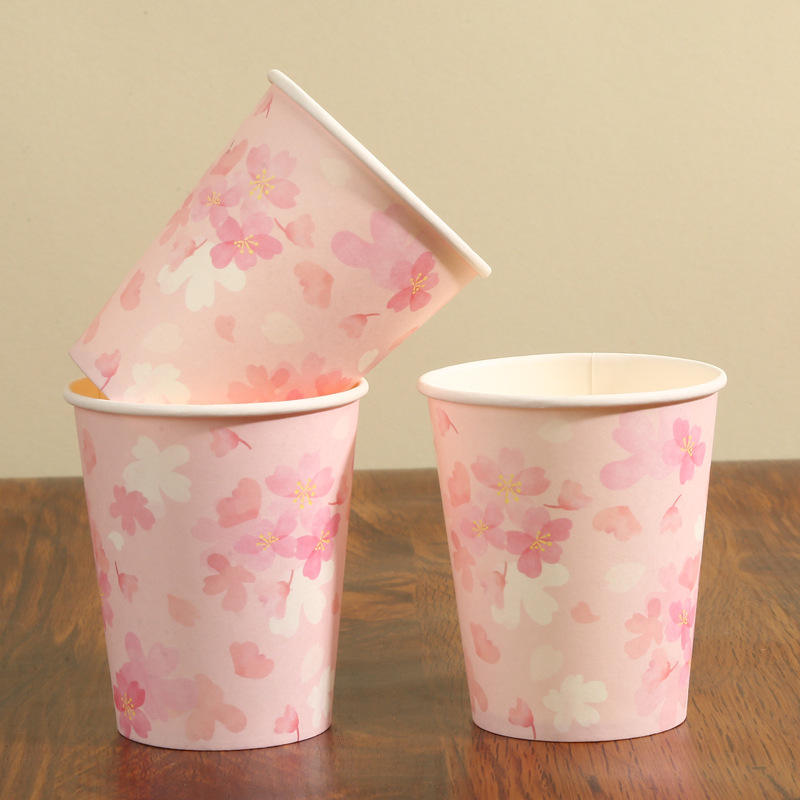 Wholesale disposable paper cups (4oz, 8oz, 10oz, 12oz, 16oz) for hot and cold beverages, with custom printing.