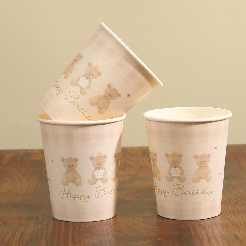 Wholesale disposable paper cups (4oz, 8oz, 10oz, 12oz, 16oz) for hot and cold beverages, with custom printing.