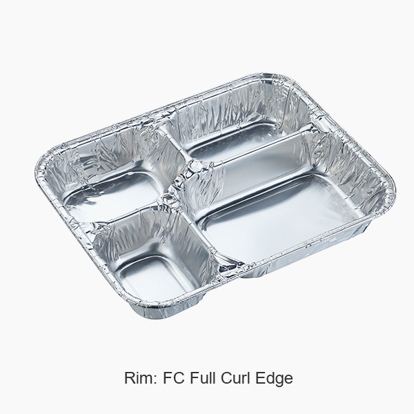 Disposable multi-compartment aluminum foil takeout container with thermal insulation tray
