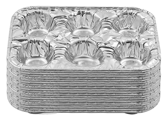 Aluminum foil tray for muffins, cakes, bread, and pastries; partitioned aluminum foil tray.