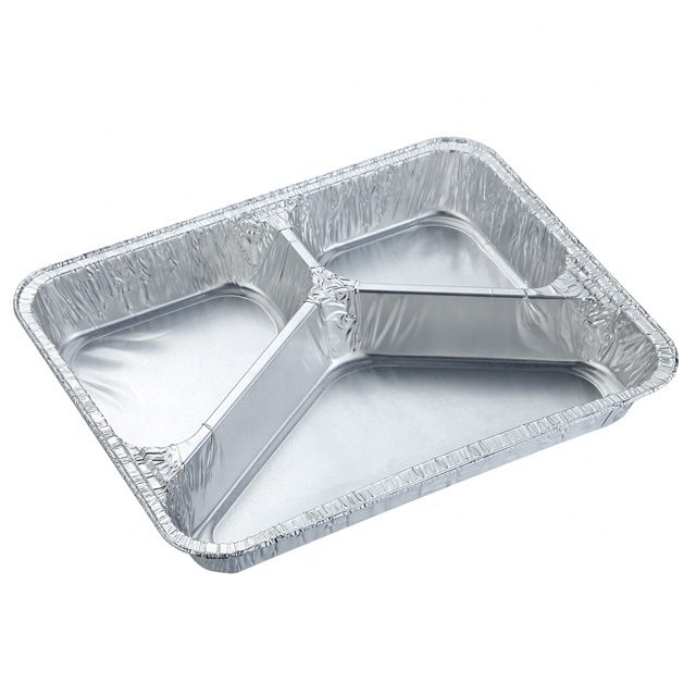 Disposable multi-compartment aluminum foil takeout container with thermal insulation tray