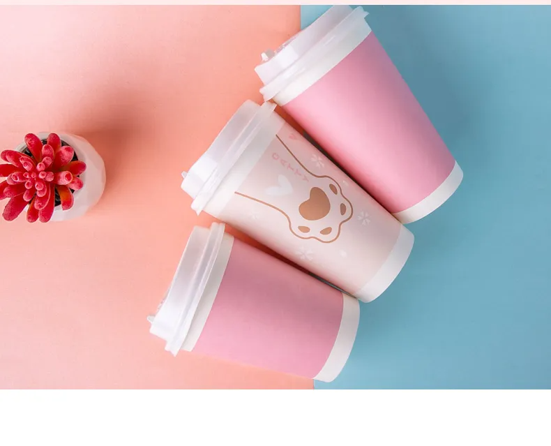 Customizable biodegradable disposable double-wall kraft paper cups for aviation—suitable for tea, coffee, and takeout—with lids.