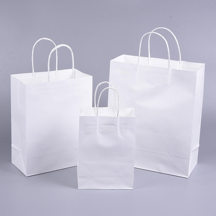 Kraft Paper Shopping Bags with Handles for Retail Bakery Grocery Takeaway Packaging