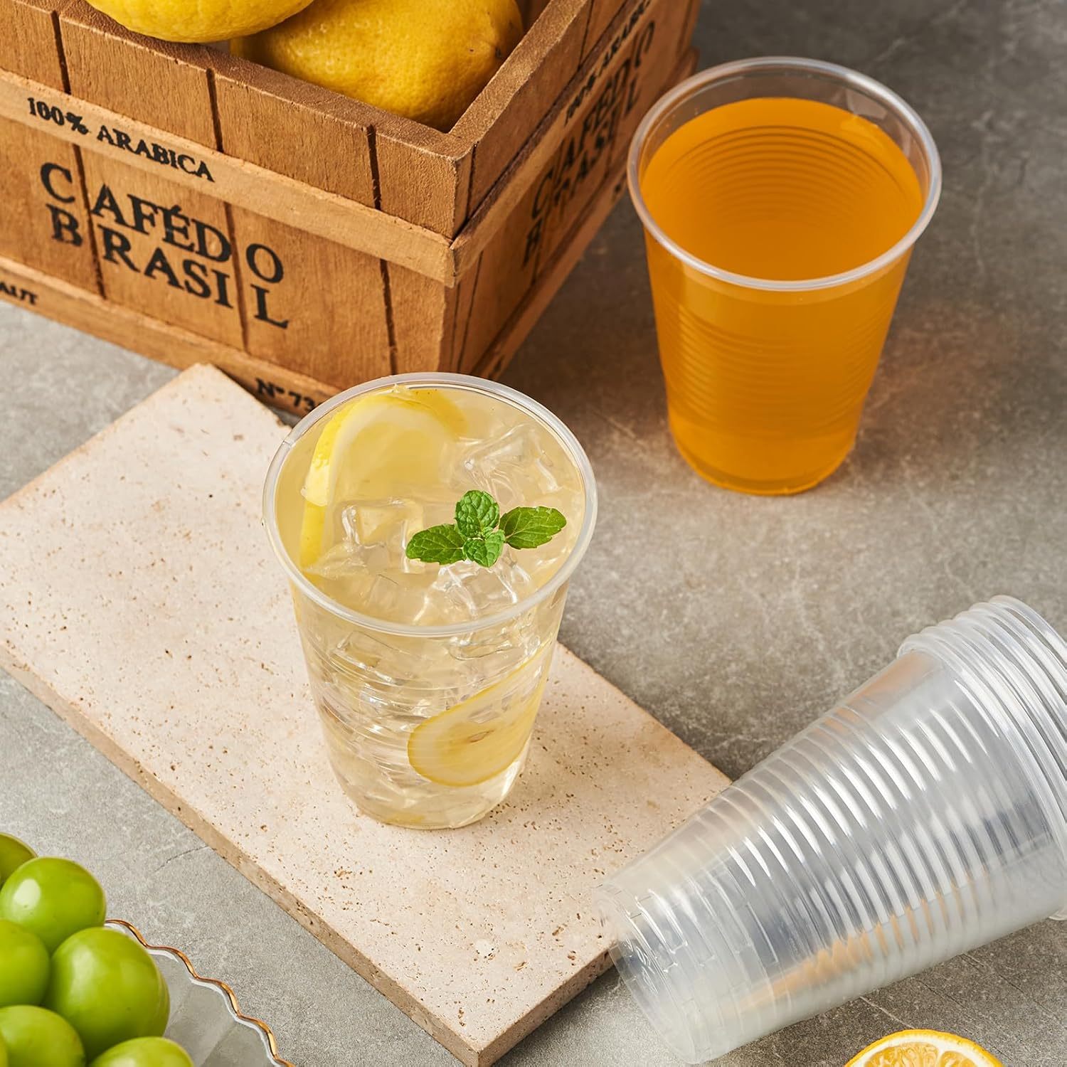 7 oz Clear Plastic Cups for Parties and Thanksgiving – Individually Wrapped PP Cups – Disposable Cups Suitable for Alcohol