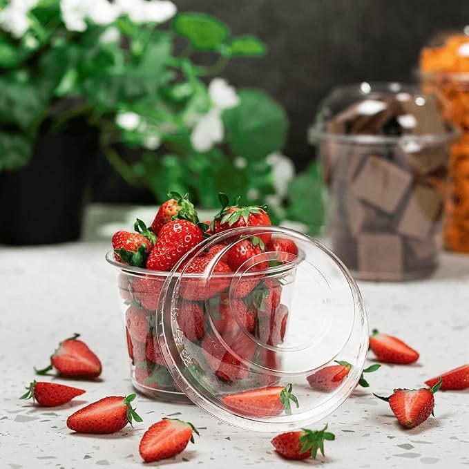 Transparent Salad Bowl – Biodegradable & Compostable Plastic Fruit Salad Bowl – Food Container for Restaurant Takeout