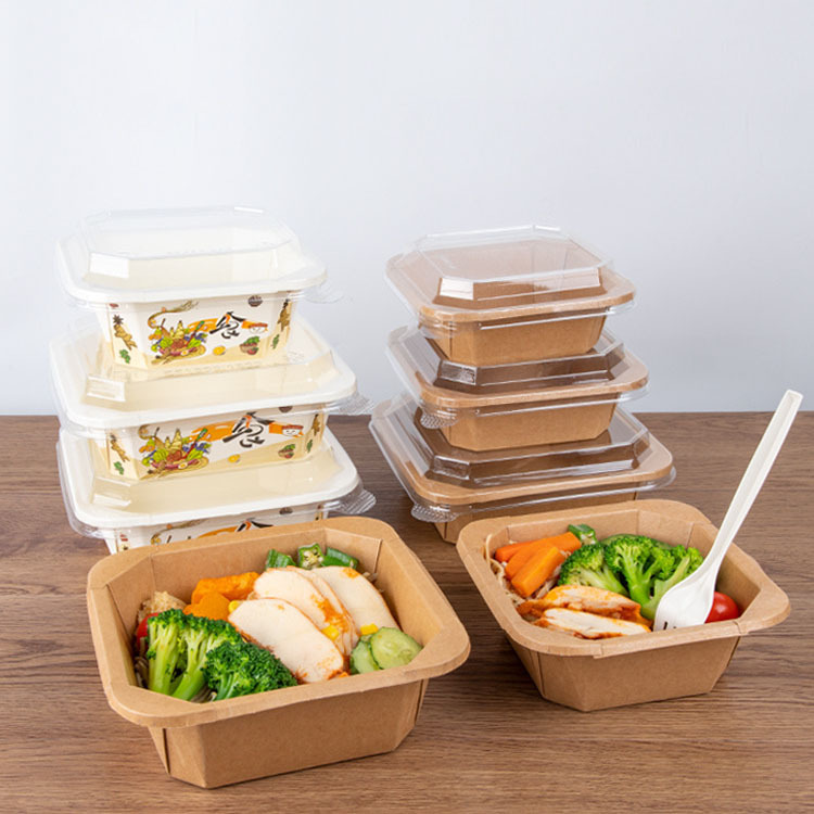 Rectangular Paper Bowls for Salads Meals Desserts Takeaway Catering Restaurant Food Packaging Service