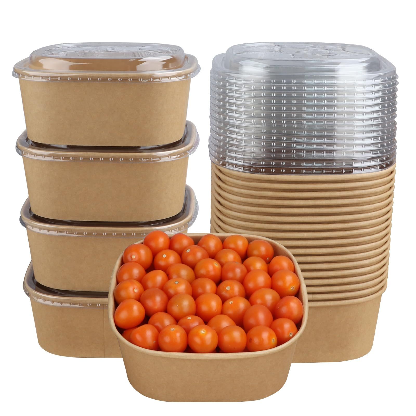 Eco-friendly disposable square kraft paper bowl with lid – biodegradable party food packaging accessory