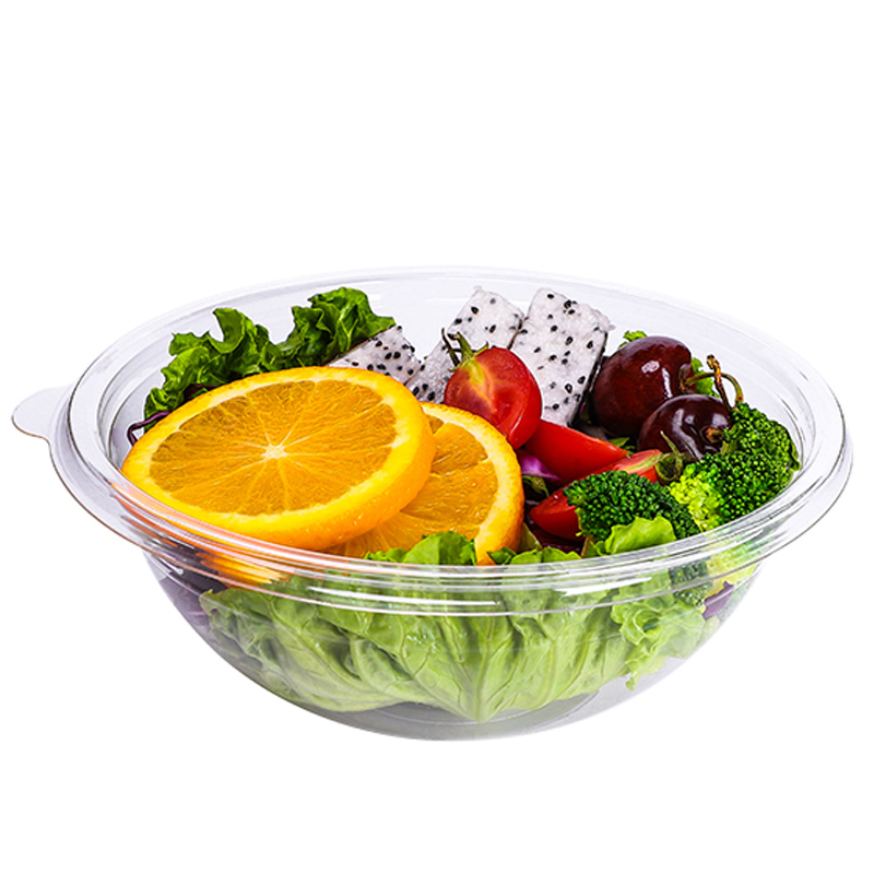 Transparent Salad Bowl – Biodegradable & Compostable Plastic Fruit Salad Bowl – Food Container for Restaurant Takeout