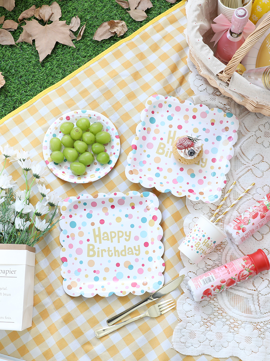 Best-selling Disposable Party Plates for Kids' Birthdays – Food-Grade, Eco-Friendly Plates for Camping, Cake, Snacks, and Milk