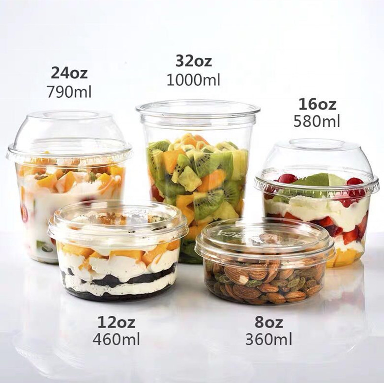 Transparent Salad Bowl – Biodegradable & Compostable Plastic Fruit Salad Bowl – Food Container for Restaurant Takeout