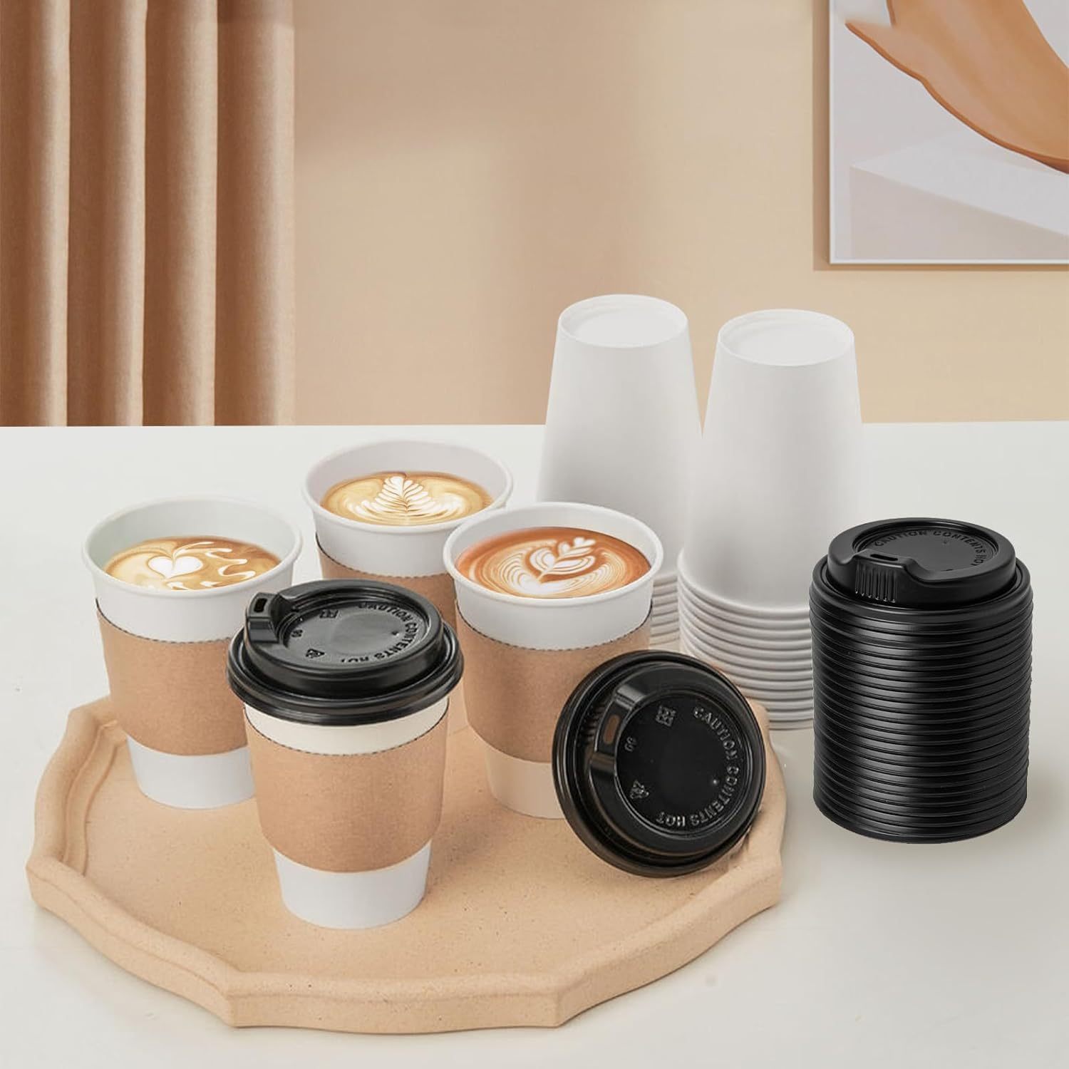 Custom-printed biodegradable disposable paper cups for food and beverage brands - perfect for camping, hot drinks, and parties.