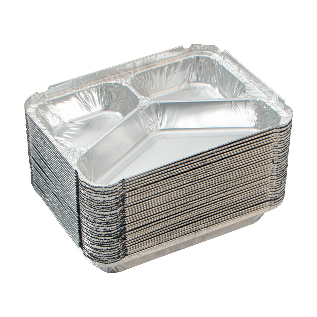 Disposable multi-compartment aluminum foil takeout container with thermal insulation tray