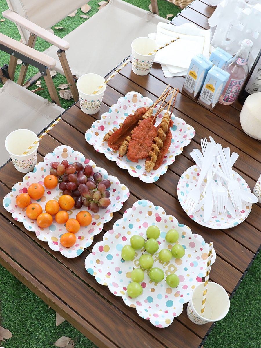 Best-selling Disposable Party Plates for Kids' Birthdays – Food-Grade, Eco-Friendly Plates for Camping, Cake, Snacks, and Milk