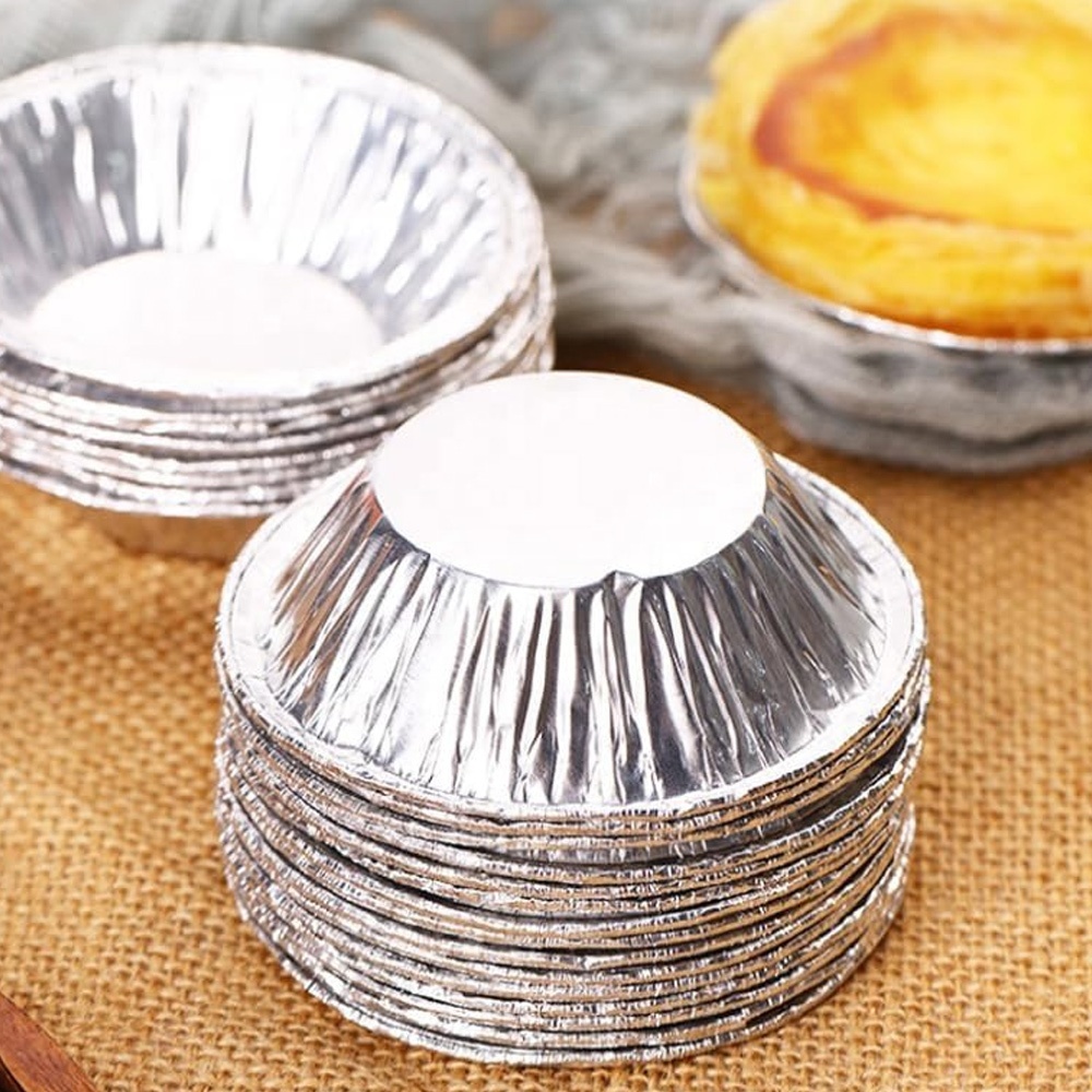 Round Aluminum Foil Egg Tart Pans with Lids – For Baking and Packaging