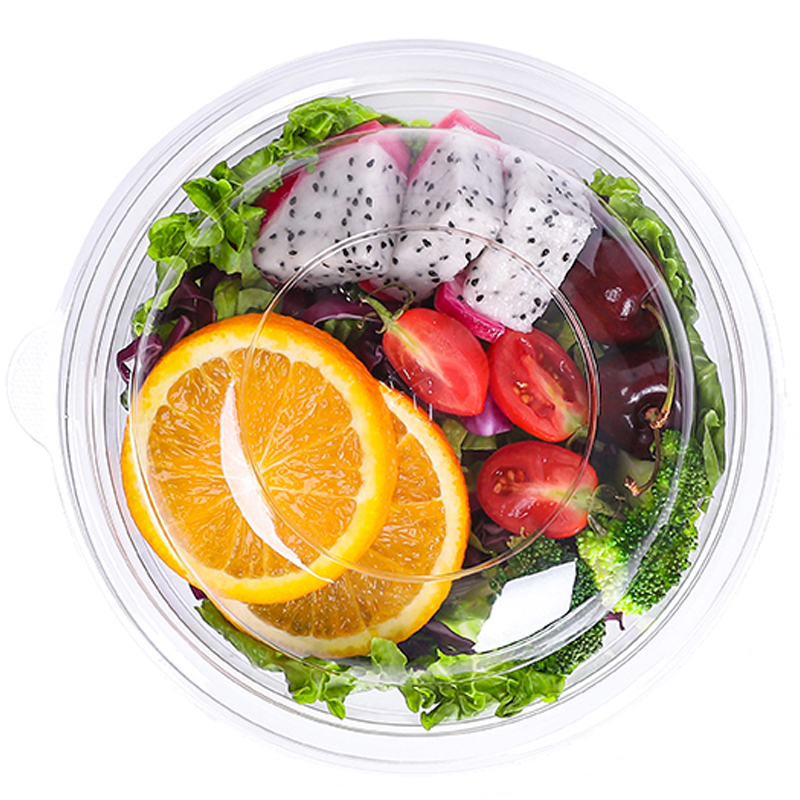 Transparent Salad Bowl – Biodegradable & Compostable Plastic Fruit Salad Bowl – Food Container for Restaurant Takeout