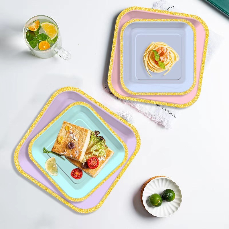 Modern Picnic Tableware Solution: OEM Square Gradient Paper Plates for Outdoor Brands – Suitable for Parties