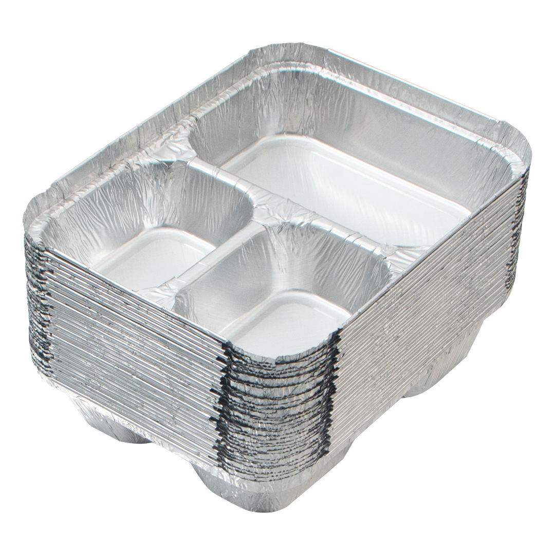 Disposable multi-compartment aluminum foil takeout container with thermal insulation tray
