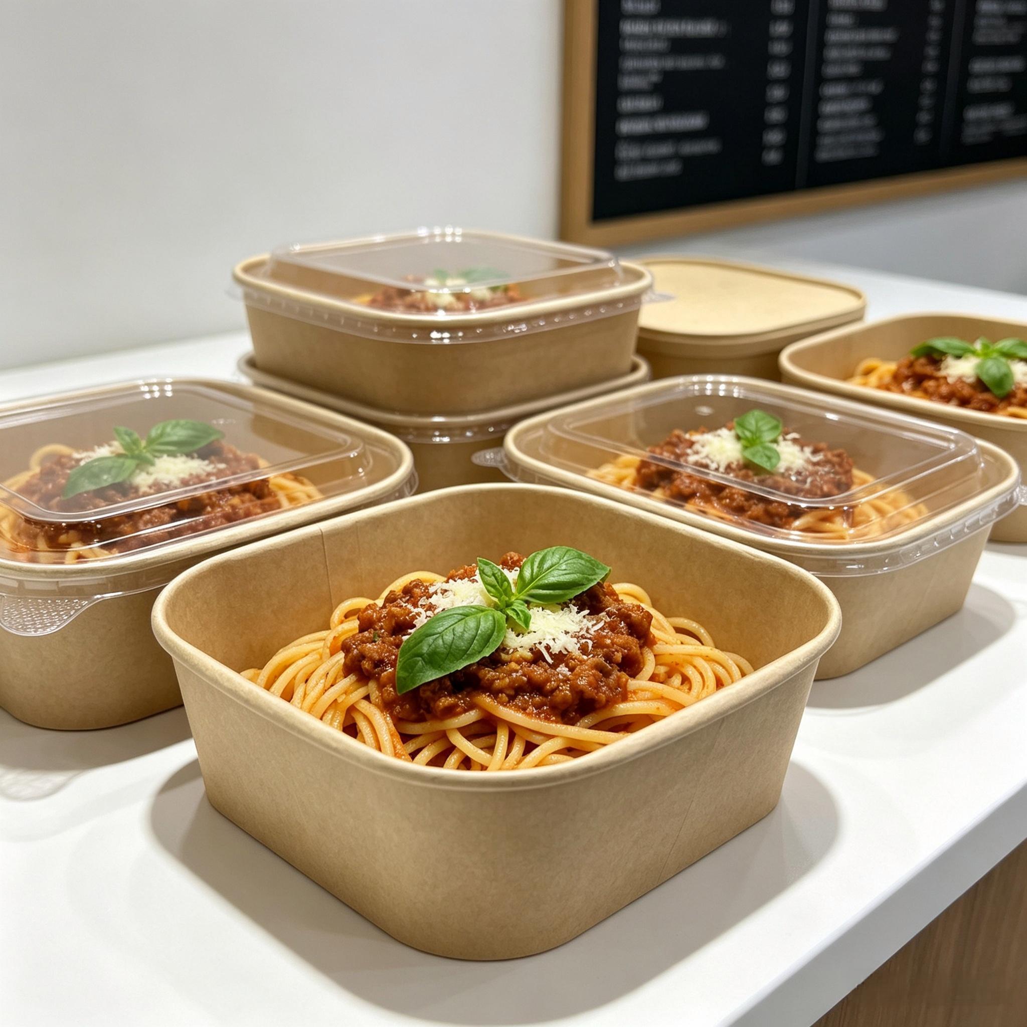 Eco-friendly, disposable square kraft paper bowl; cold-resistant; suitable for salads, picnics, catering, and fast food.