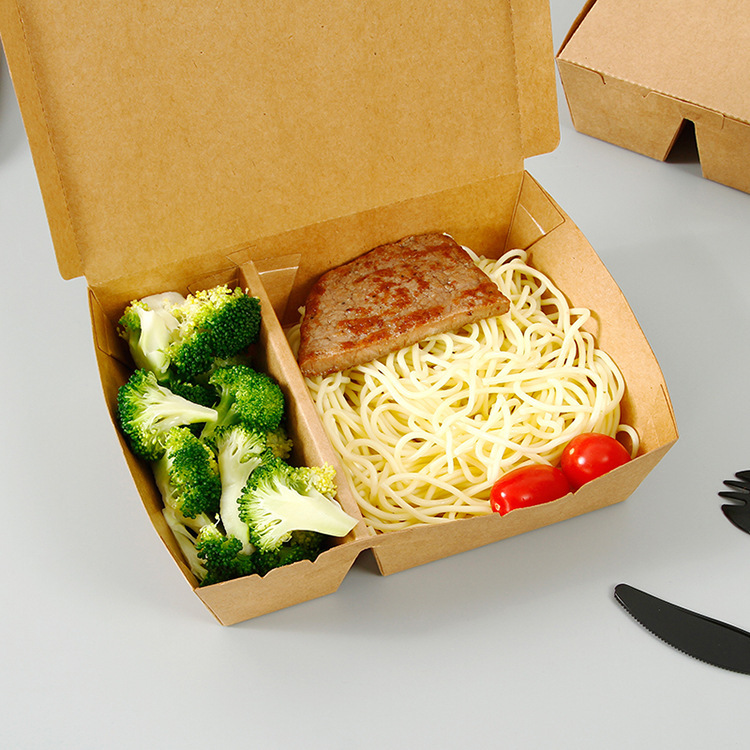 Biodegradable, eco-friendly kraft paper noodle lunch box with four-color printing (disposable)