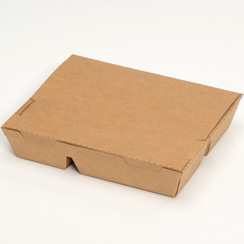 Disposable rectangular compartmentalized kraft paper salad box – grease-resistant takeout container for fitness meals