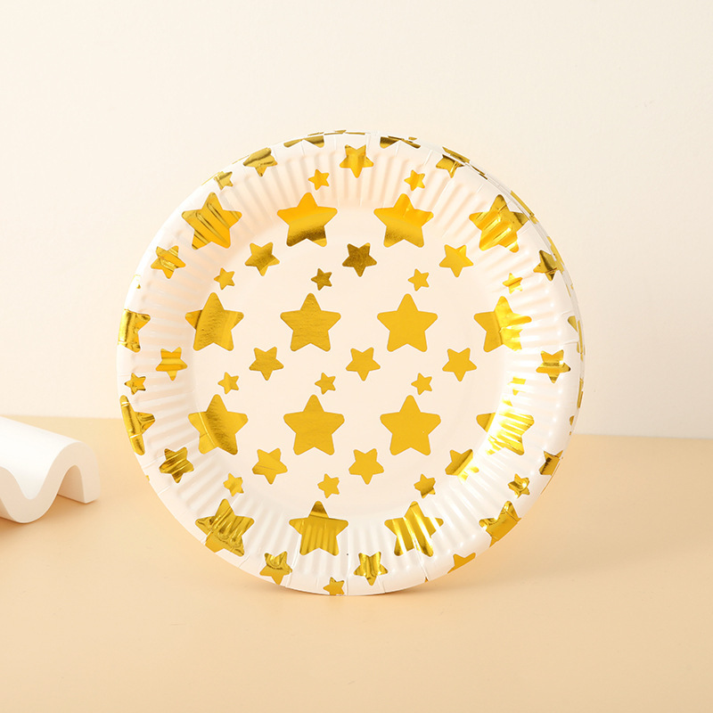 Eco-friendly, biodegradable disposable plates made from sugarcane pulp; suitable for weddings, birthday parties, snacks, salads, milk, cookies, water, and more.