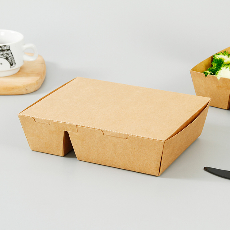 Biodegradable, eco-friendly kraft paper noodle lunch box with four-color printing (disposable)