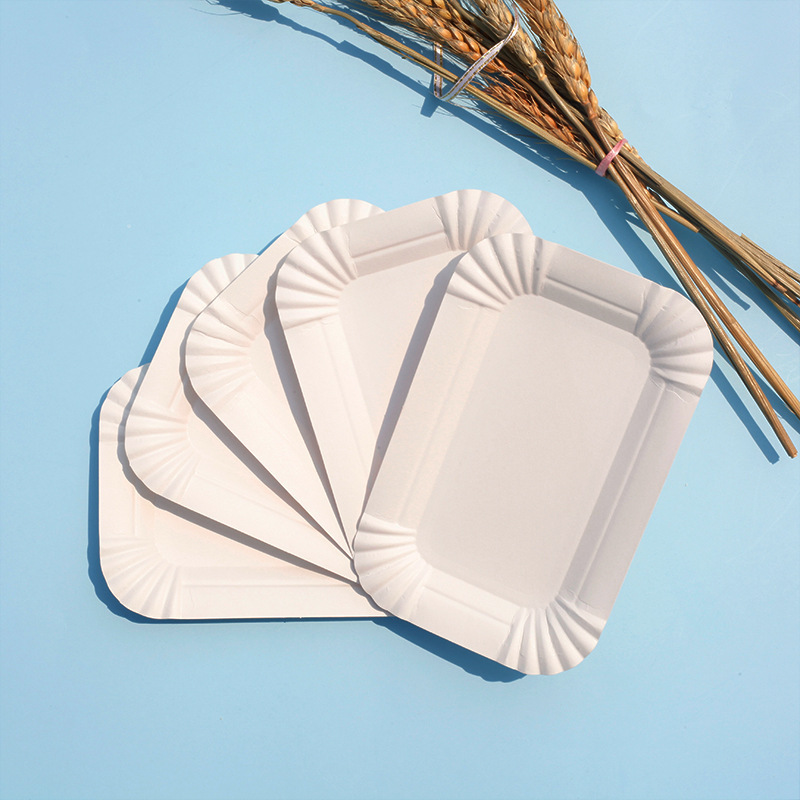 Rectangular Paper Party Tray – Eco-friendly Square Paper Serving Tray for Cakes and Food