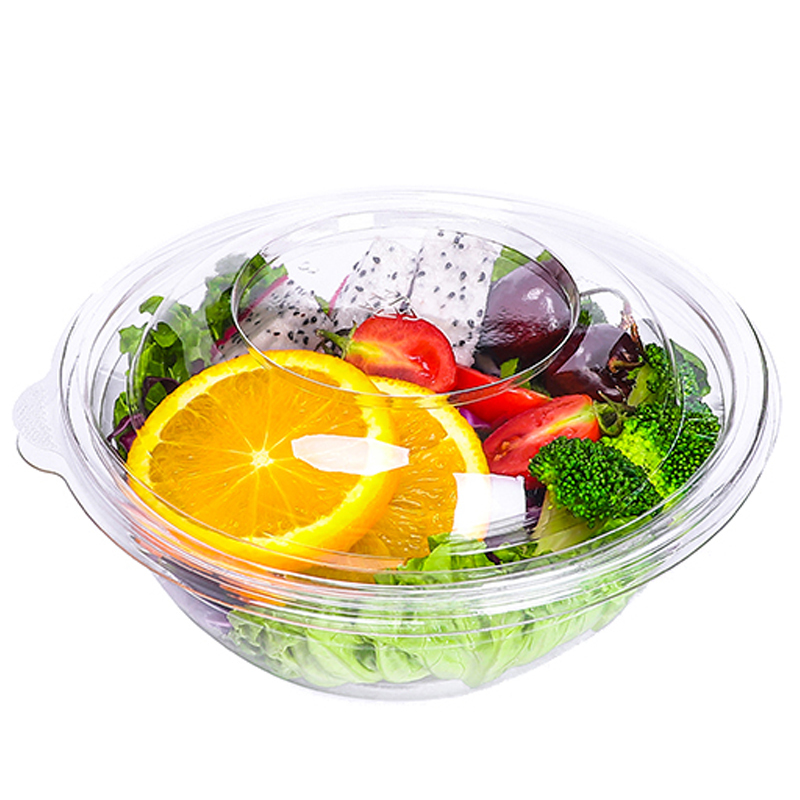 Transparent Salad Bowl – Biodegradable & Compostable Plastic Fruit Salad Bowl – Food Container for Restaurant Takeout