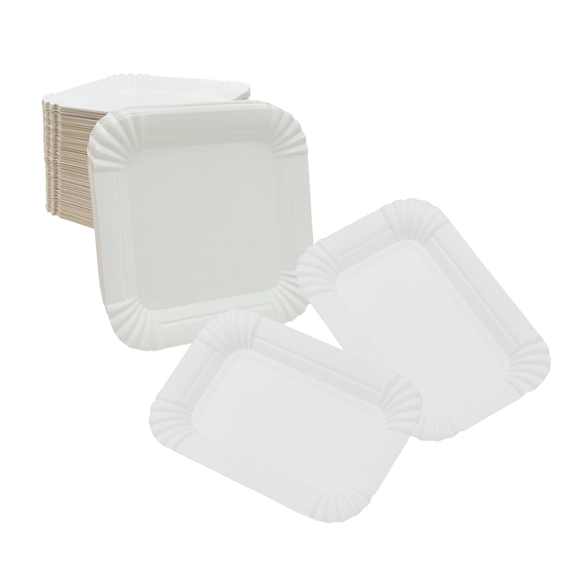 Rectangular Paper Party Tray – Eco-friendly Square Paper Serving Tray for Cakes and Food