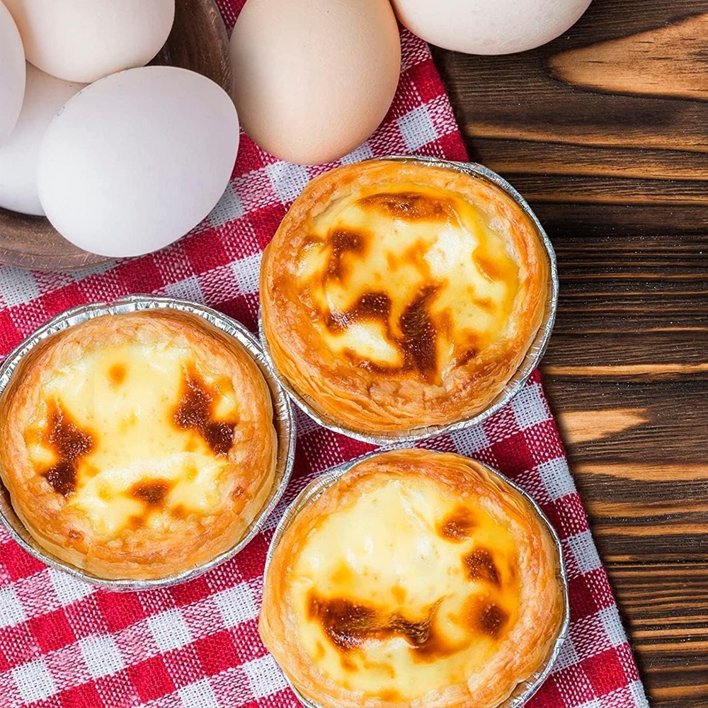 Round Aluminum Foil Egg Tart Pans with Lids – For Baking and Packaging