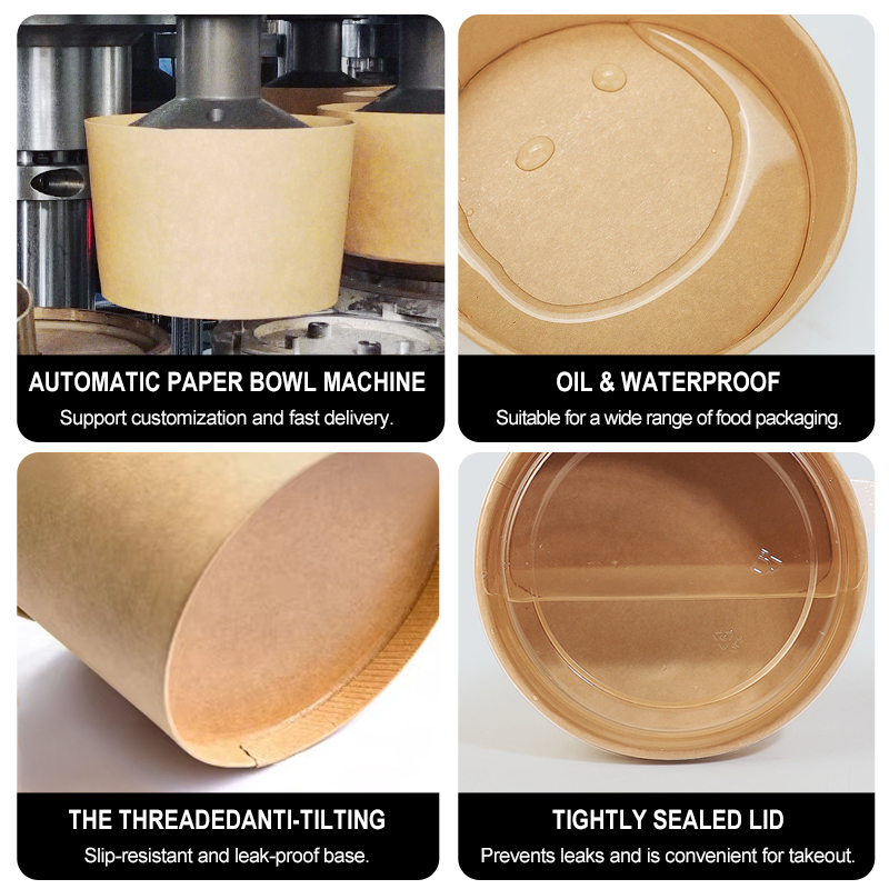 Kraft Paper Bowls for Soup Salad Noodles Rice Takeaway Catering Restaurant Food Service