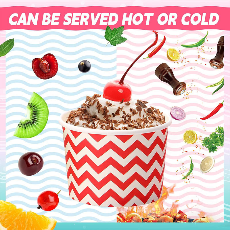 Ice Cream Paper Cups for Dessert Gelato Frozen Yogurt Shop Takeaway Serving Packaging