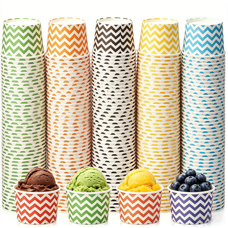 Ice Cream Paper Cups for Dessert Gelato Frozen Yogurt Shop Takeaway Serving Packaging