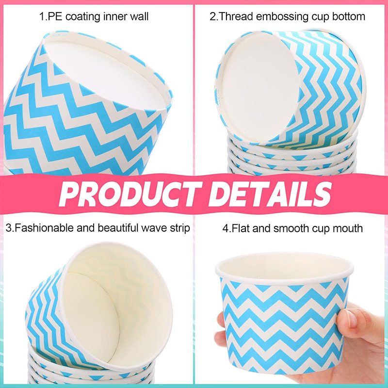 Ice Cream Paper Cups for Dessert Gelato Frozen Yogurt Shop Takeaway Serving Packaging