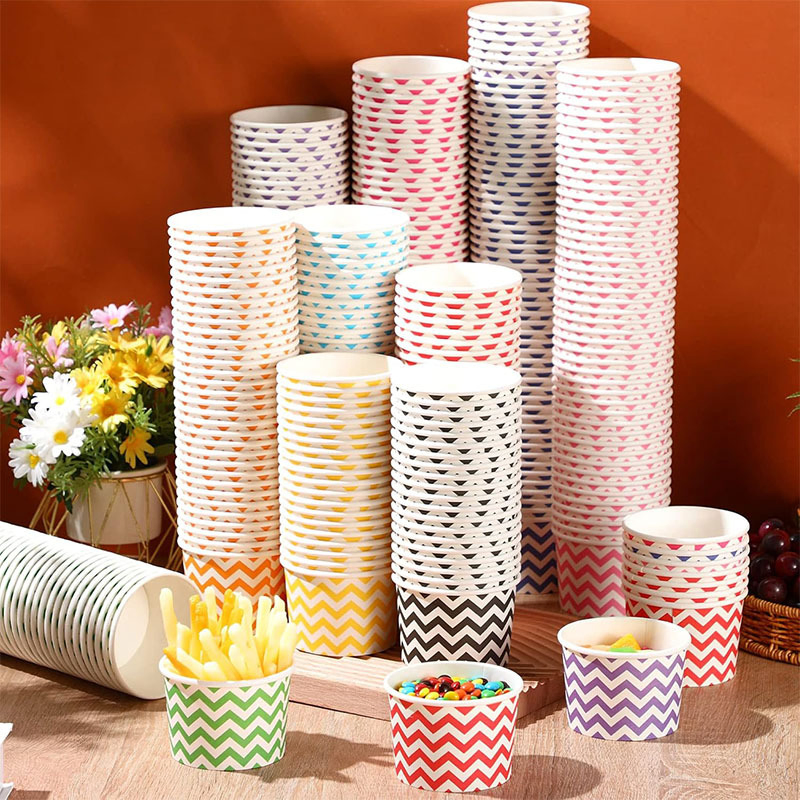 Ice Cream Paper Cups for Dessert Gelato Frozen Yogurt Shop Takeaway Serving Packaging