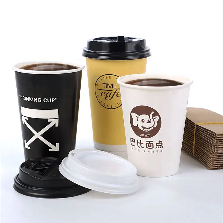 Custom color printed disposable 8 oz paper cups, coffee packaging paper cups, various sizes, wholesale paper cups.