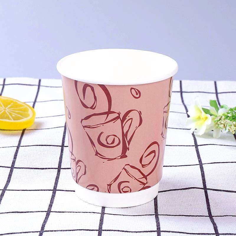 High-quality 10 oz double-wall insulated disposable paper cup for hot takeaway coffee.
