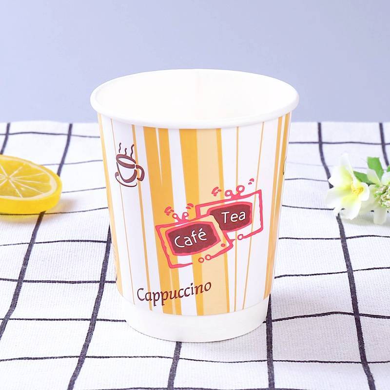 High-quality 10 oz double-wall insulated disposable paper cup for hot takeaway coffee.