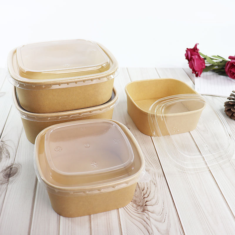 Rectangular Paper Bowls for Salads Meals Desserts Takeaway Catering Restaurant Food Packaging Service