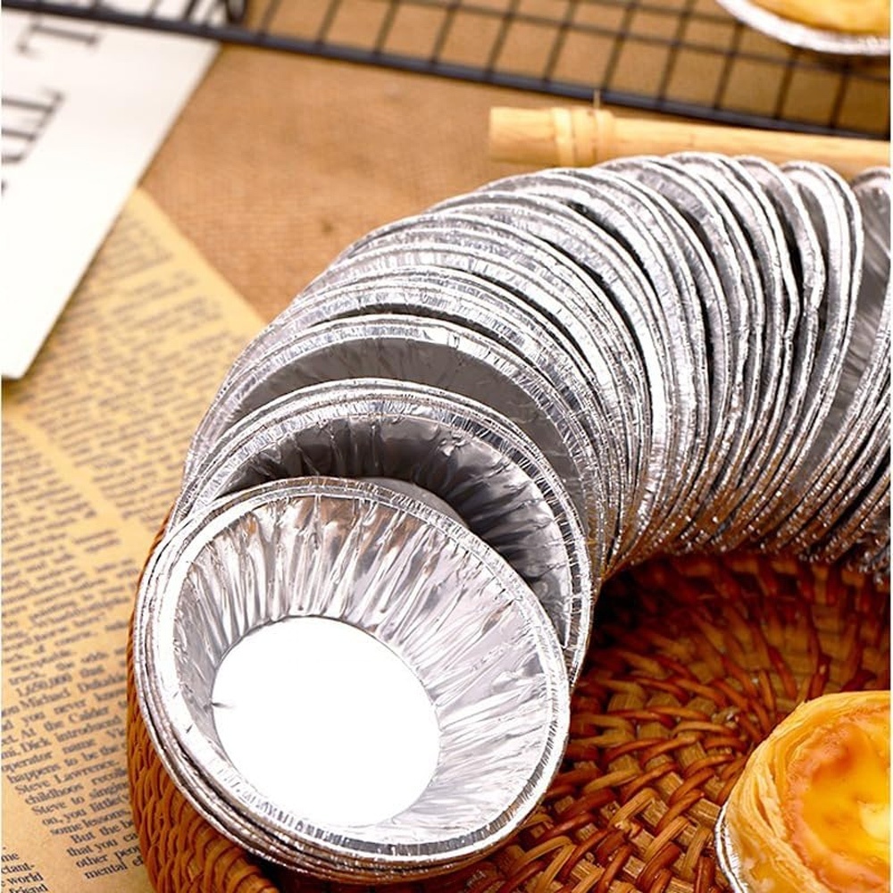 Round Aluminum Foil Egg Tart Pans with Lids – For Baking and Packaging