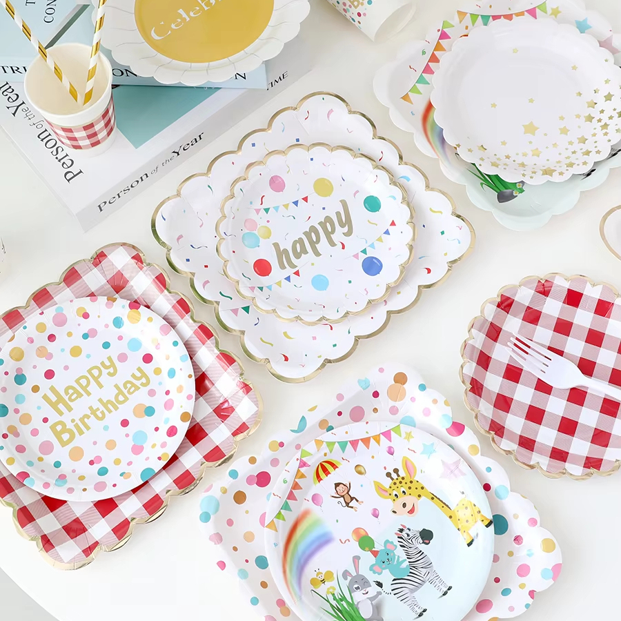 Best-selling Disposable Party Plates for Kids' Birthdays – Food-Grade, Eco-Friendly Plates for Camping, Cake, Snacks, and Milk