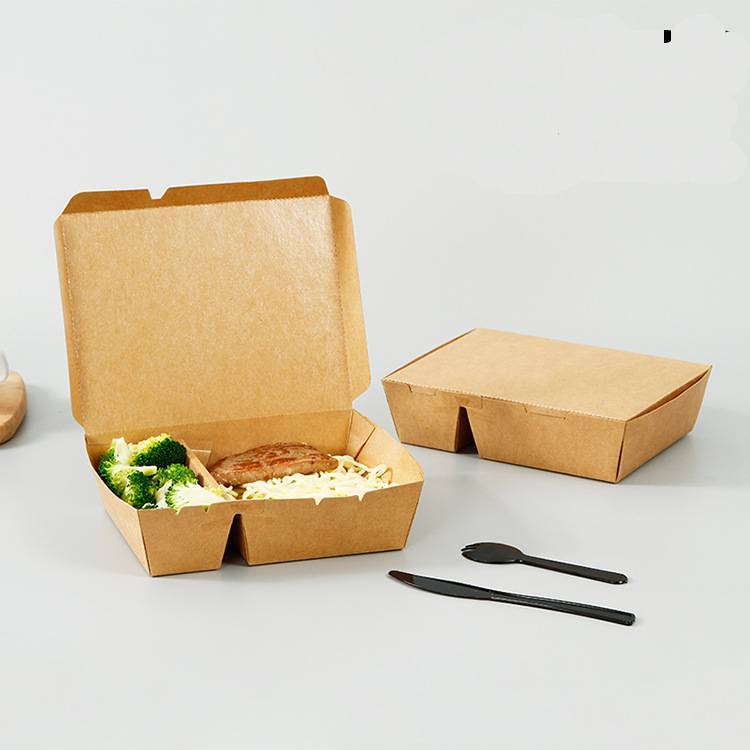 Biodegradable, eco-friendly kraft paper noodle lunch box with four-color printing (disposable)