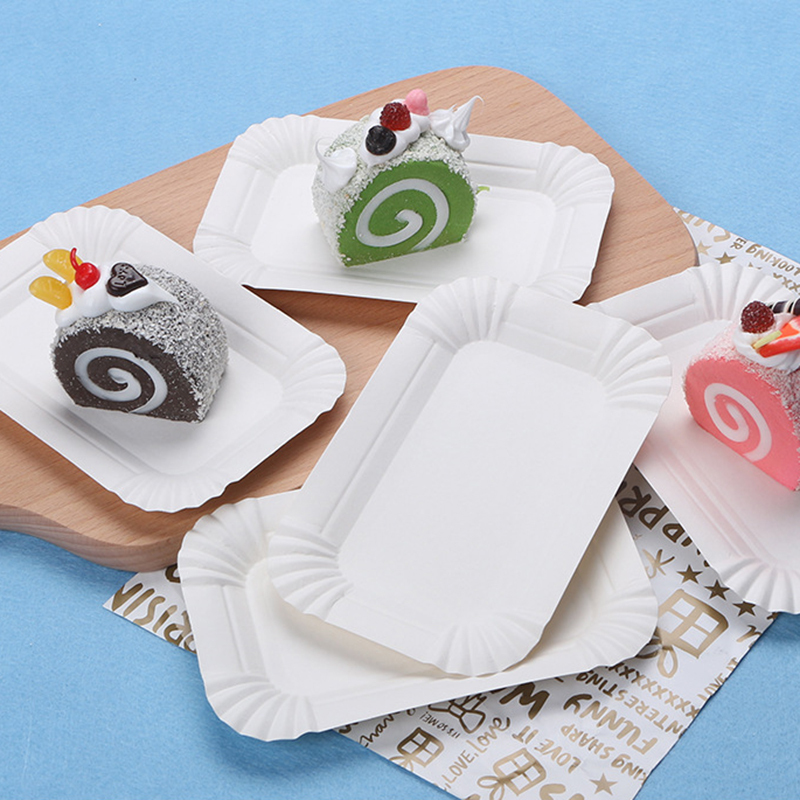 Rectangular Paper Party Tray – Eco-friendly Square Paper Serving Tray for Cakes and Food