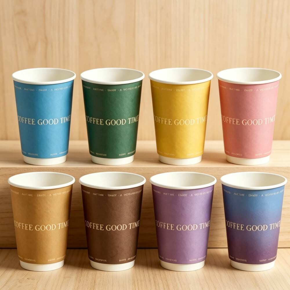 High-quality 10 oz double-wall insulated disposable paper cup for hot takeaway coffee.