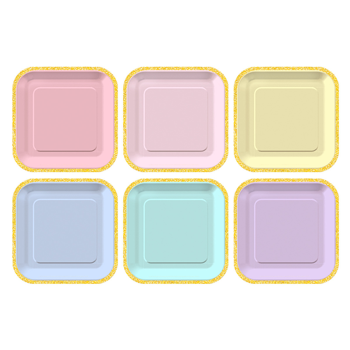Modern Picnic Tableware Solution: OEM Square Gradient Paper Plates for Outdoor Brands – Suitable for Parties