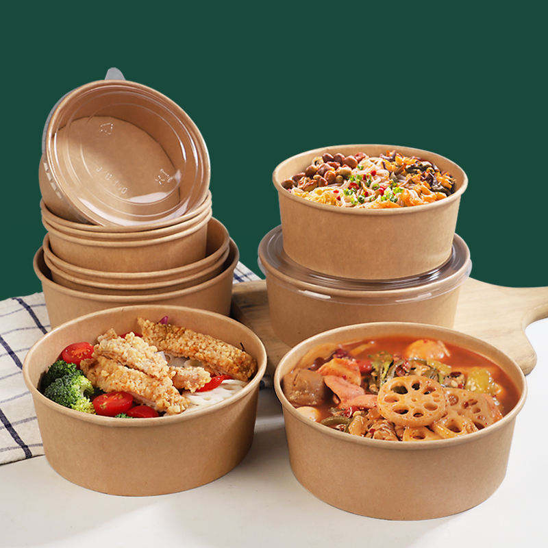 Kraft Paper Bowls for Soup Salad Noodles Rice Takeaway Catering Restaurant Food Service