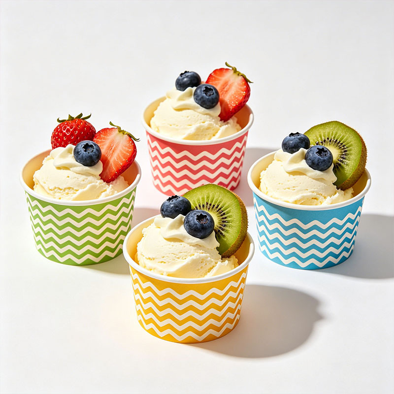 Ice Cream Paper Cups for Dessert Gelato Frozen Yogurt Shop Takeaway Serving Packaging
